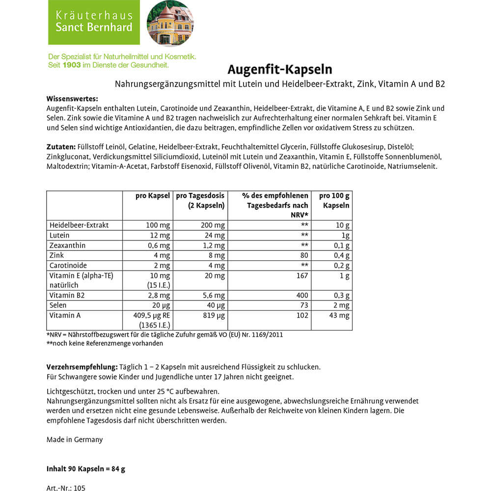 Sanct Bernhard Augenfit-Kapseln