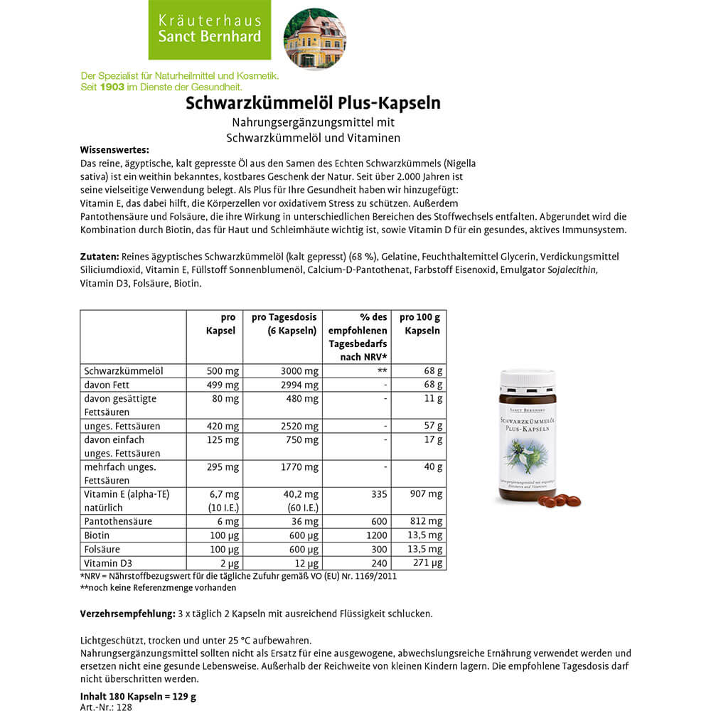 Sanct Bernhard Schwarzkümmelöl Plus
