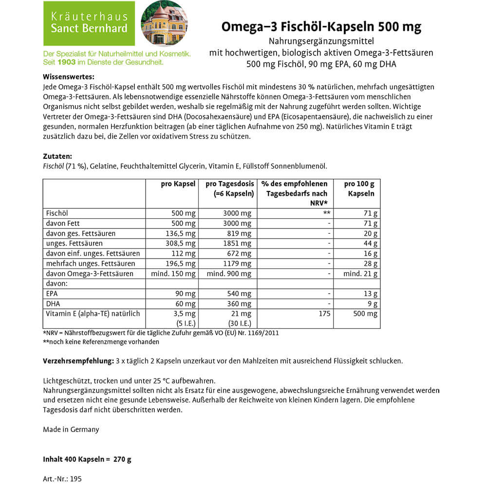 Sanct Bernhard Omega-3 Fischöl