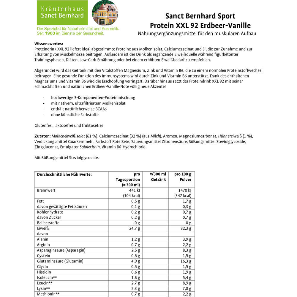 Sanct Bernhard Protein XXL 92