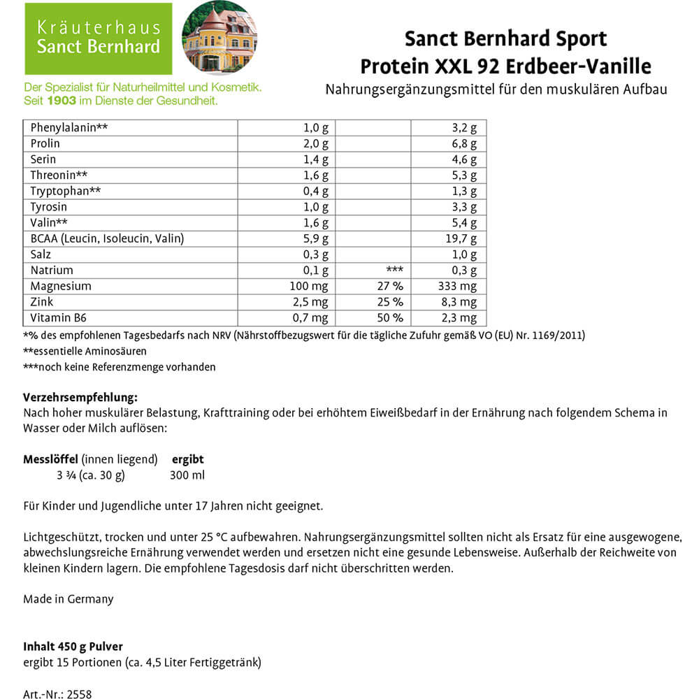Sanct Bernhard Protein XXL 92