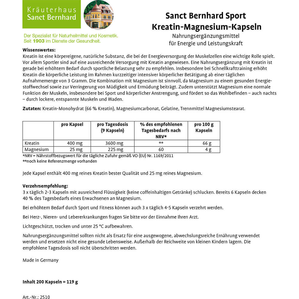 Sanct Bernhard Kreatin-Magnesium (MHD 07/2026)