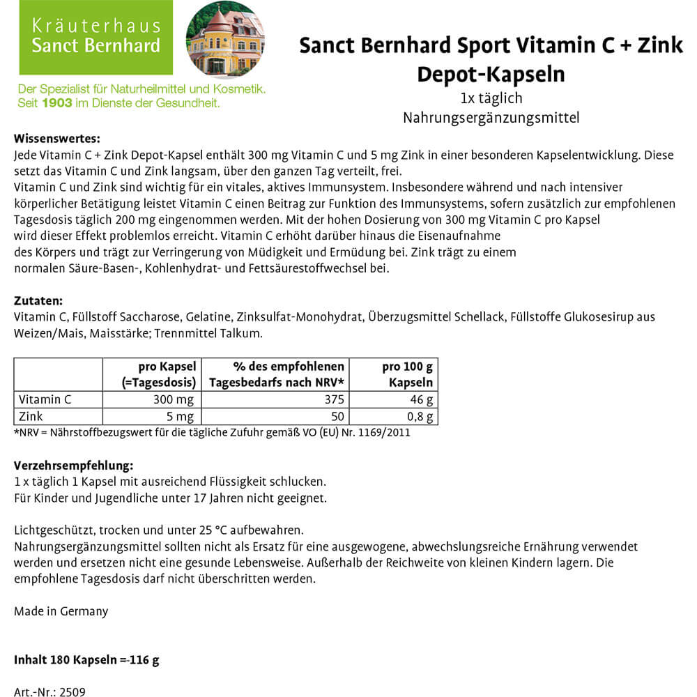 Sanct Bernhard Vitamin C + Zink