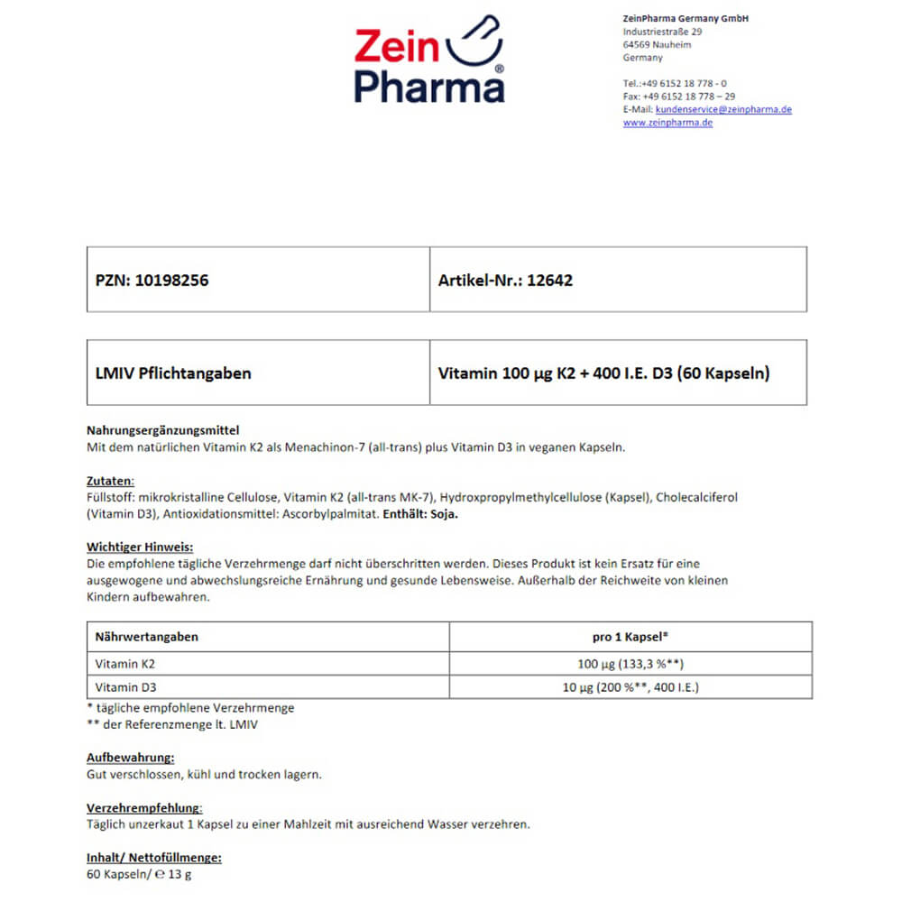 ZeinPharma Vitamin K2+ D3